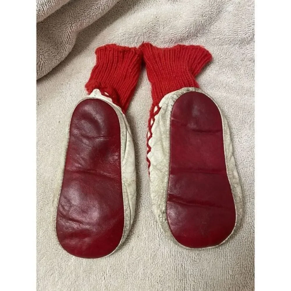 Vintage‎ Child's Size Moccasins Red And White